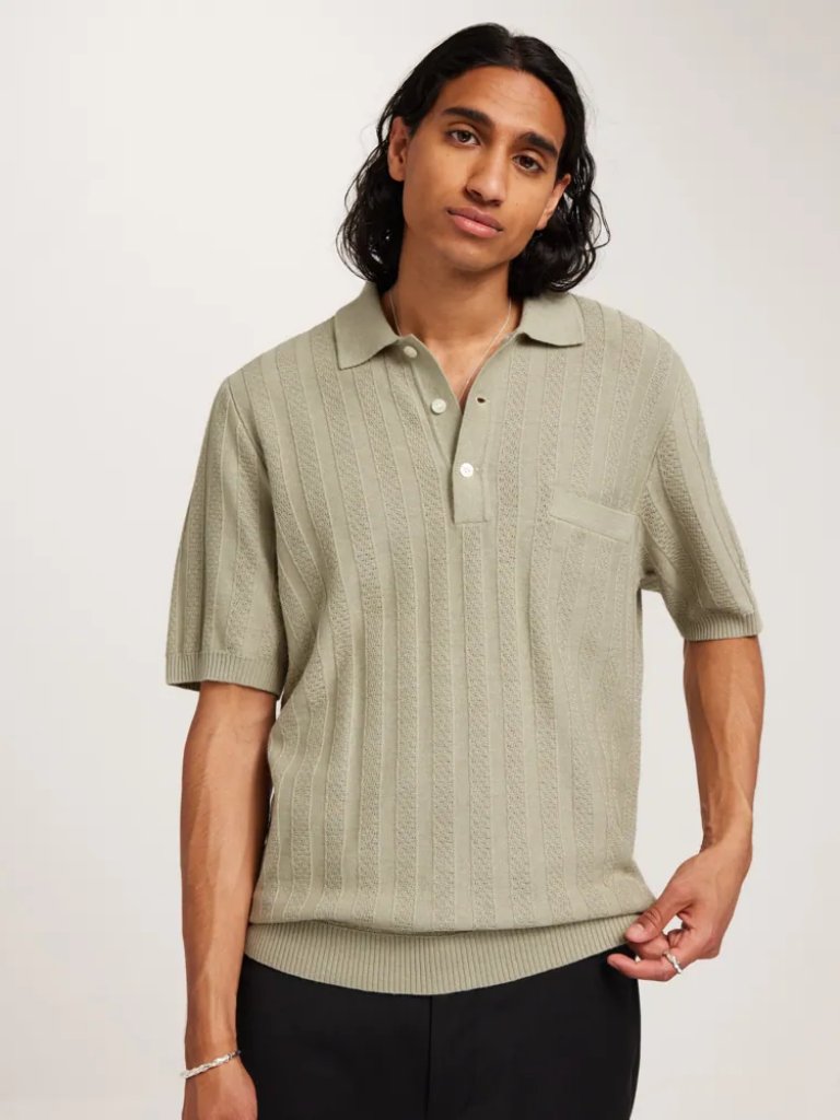 Samsoe Conal Polo In Agate Gray Size Large